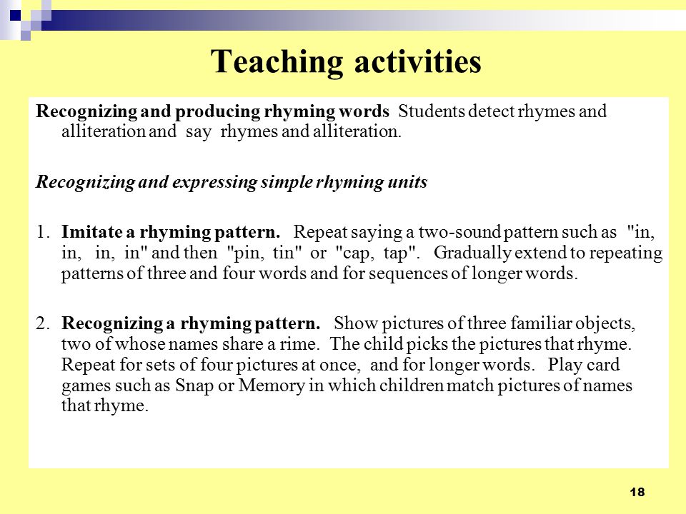 Worksheets Example Of Rhyming Words In Sentence phonological knowledge and literacy learning by indigenous 18 teaching activities recognizing producing rhyming words students detect rhymes alliteration say rhymes