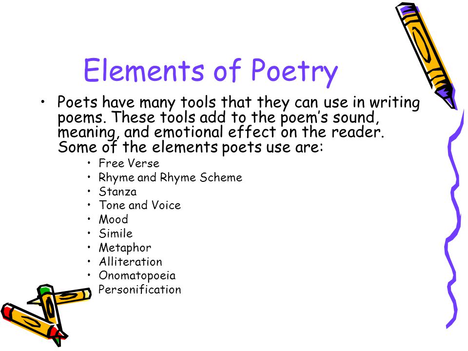What are the elements of a poem?