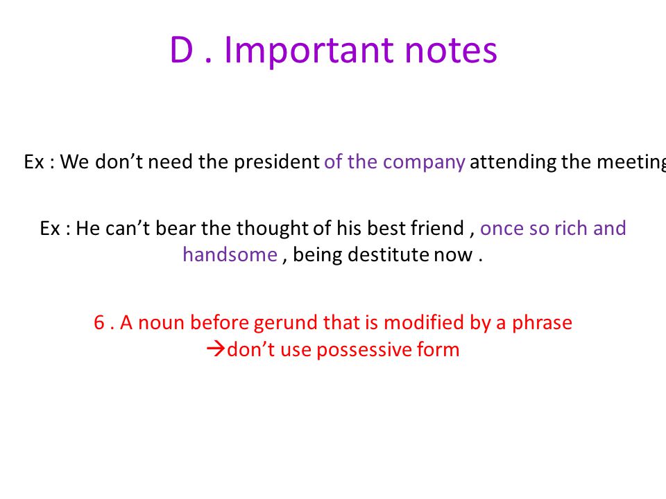 D. Important notes 6.