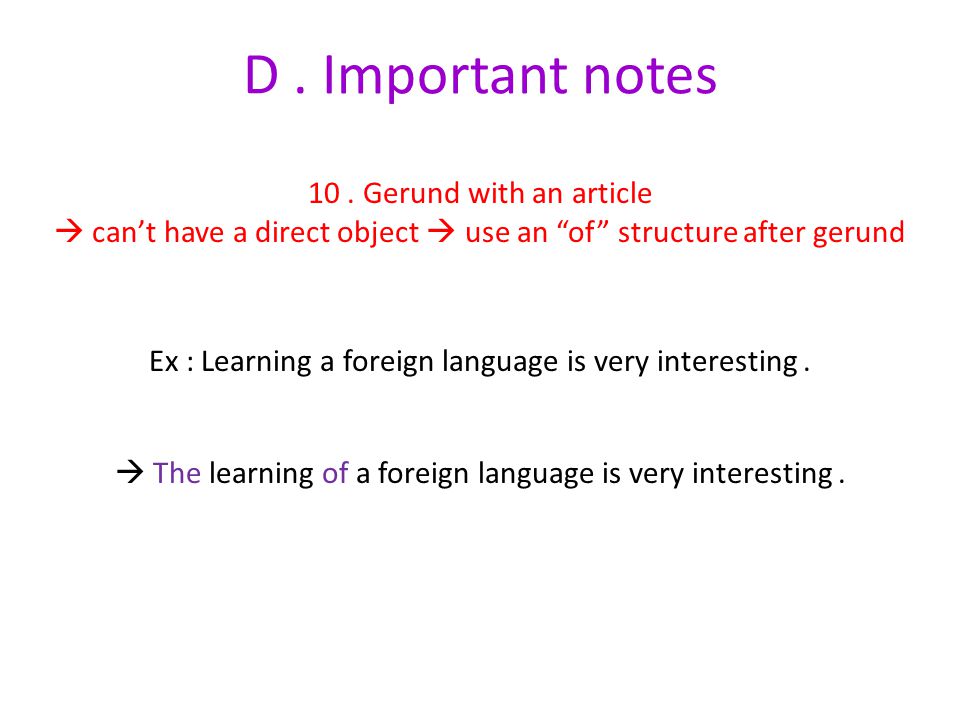 D. Important notes 10.