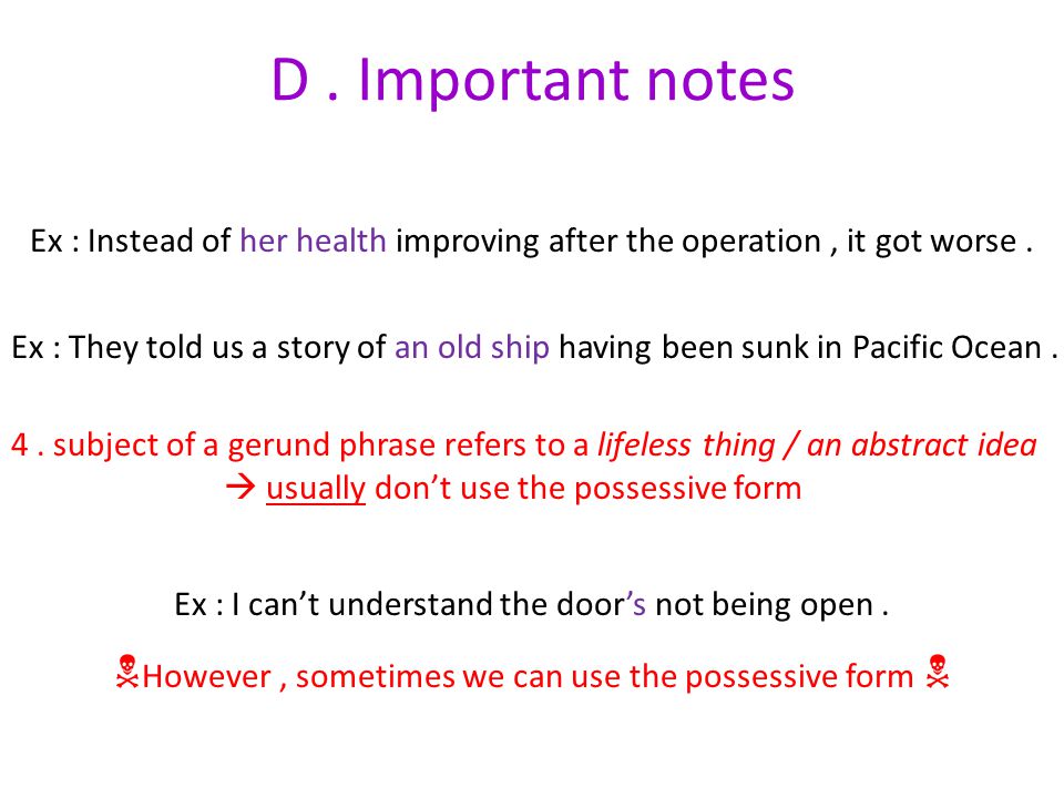 D. Important notes 4.