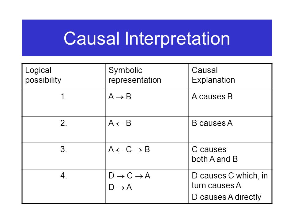 Causal Interpretation Logical possibility Symbolic representation Causal Explanation 1.