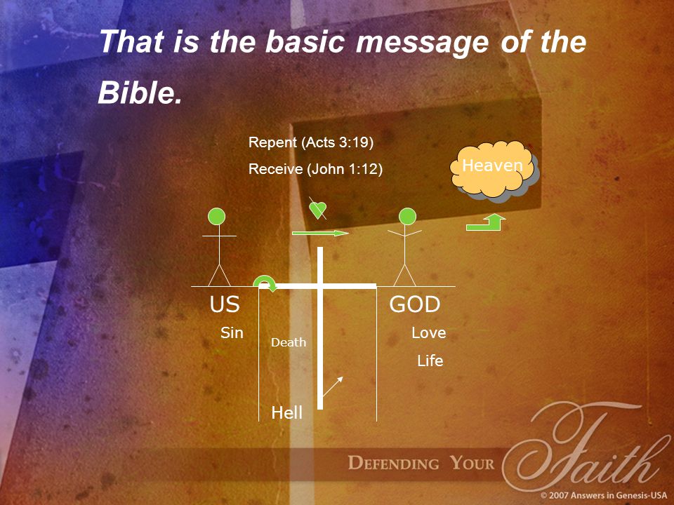 That is the basic message of the Bible.