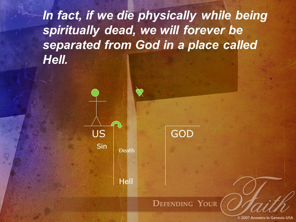 In fact, if we die physically while being spiritually dead, we will forever be separated from God in a place called Hell.