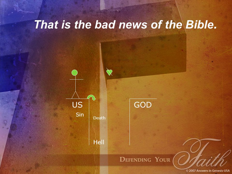 That is the bad news of the Bible. USGOD Sin Death Hell
