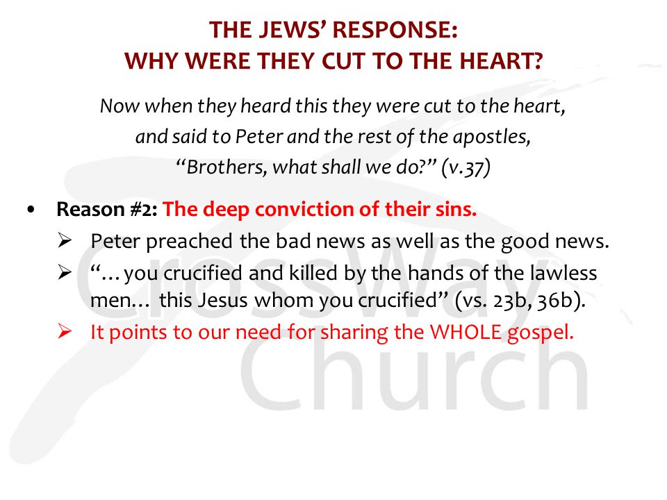 THE JEWS’ RESPONSE: WHY WERE THEY CUT TO THE HEART.