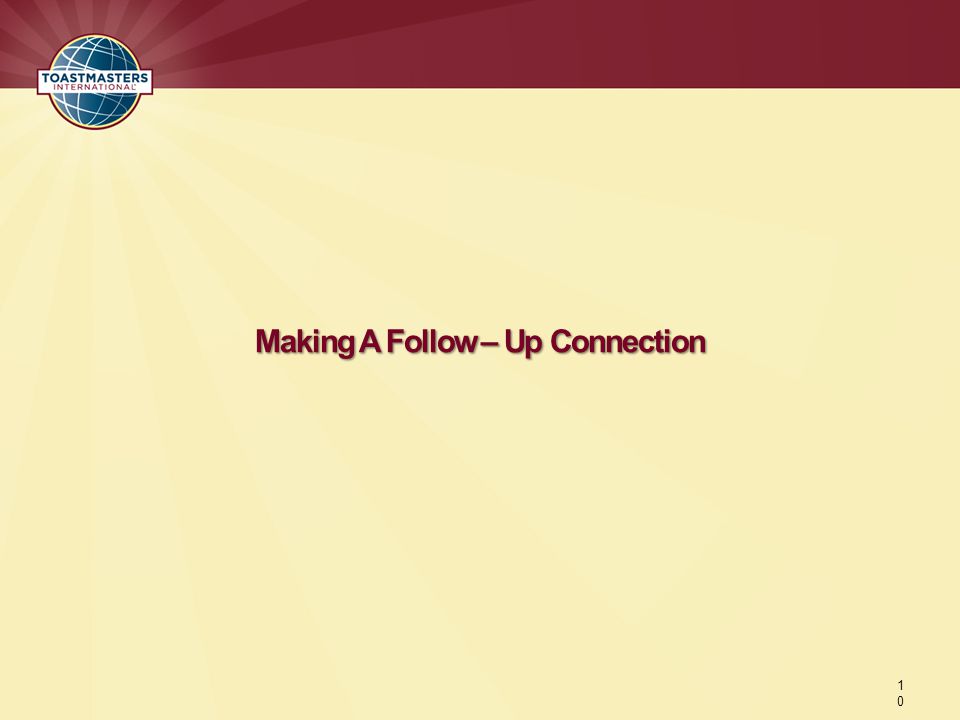 Making A Follow – Up Connection 1010