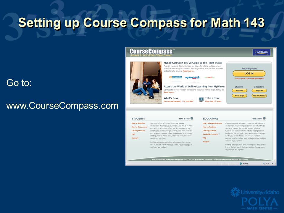 Setting up Course Compass for Math 143 Go to: