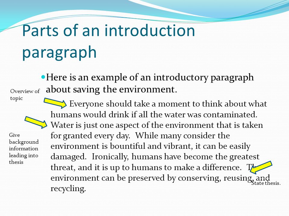 Introductory Paragraph Essay Example