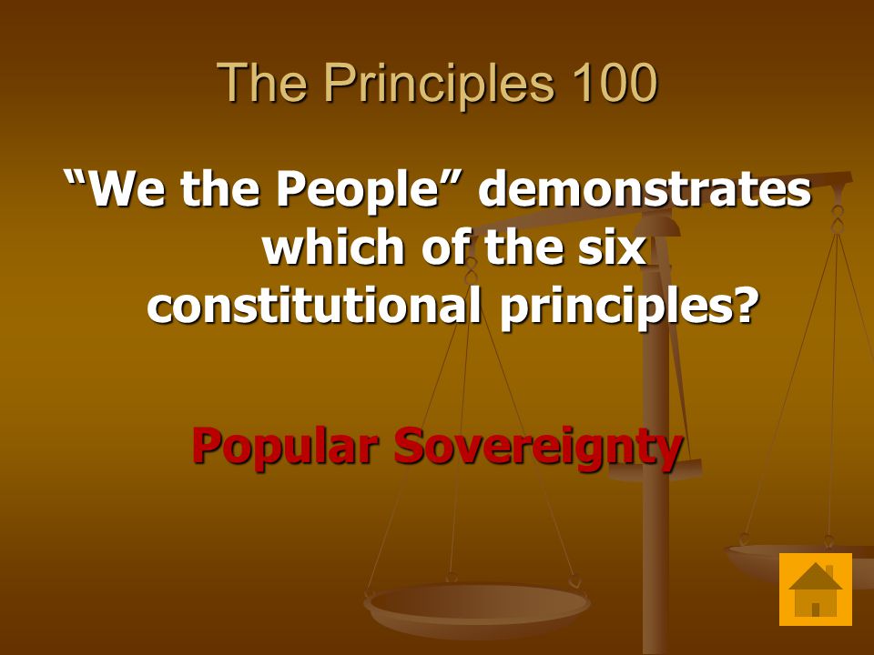 The Principles 100 We the People demonstrates which of the six constitutional principles.