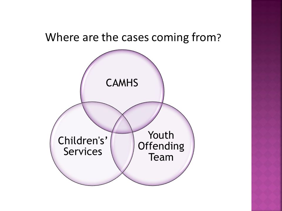 CAMHS Youth Offending Team Children s’ Services Where are the cases coming from