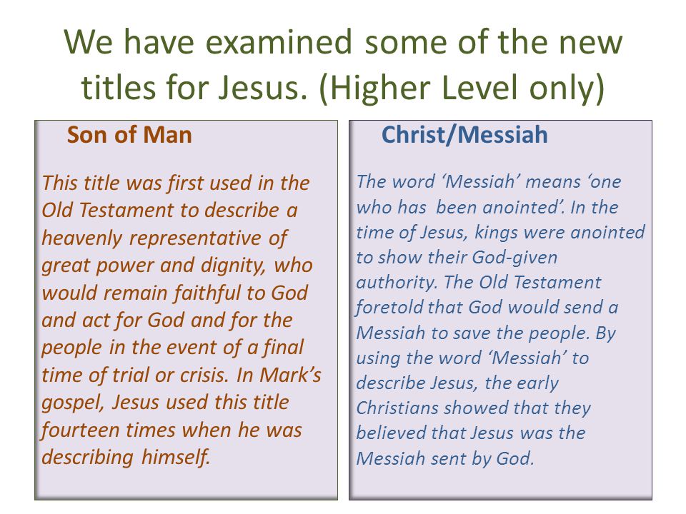 We have examined some of the new titles for Jesus.