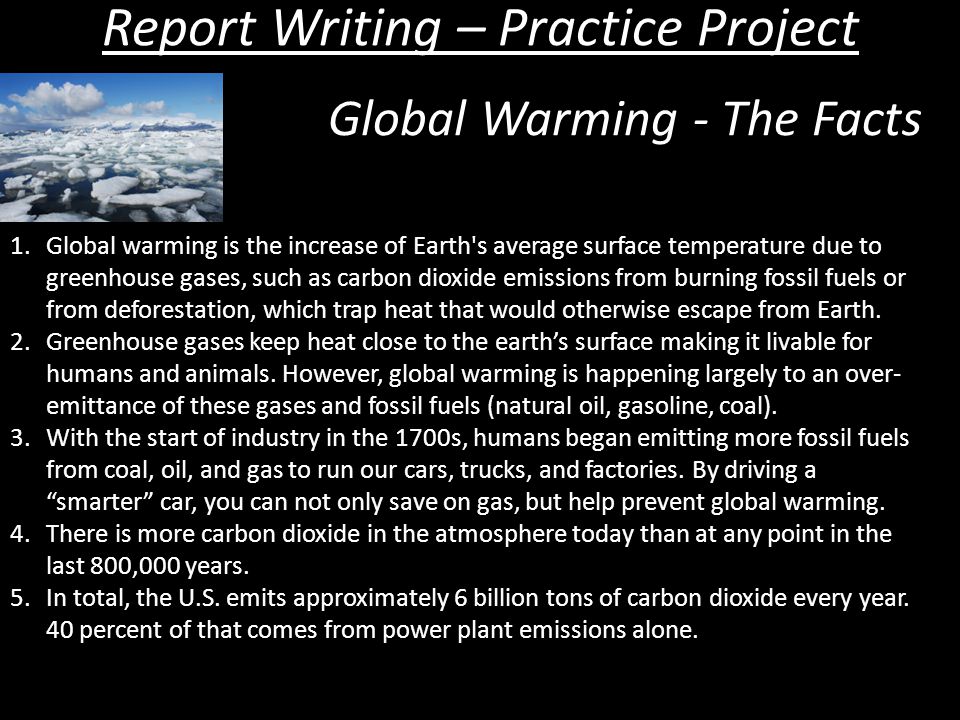 Write a technical report on the topic lobal warming