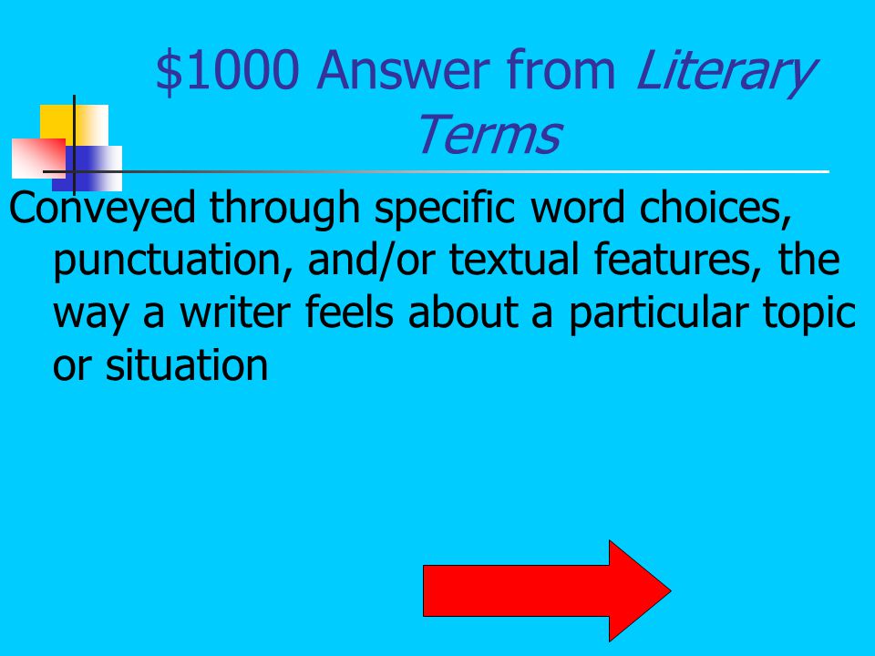 $800 Question from Literary Terms What is mood