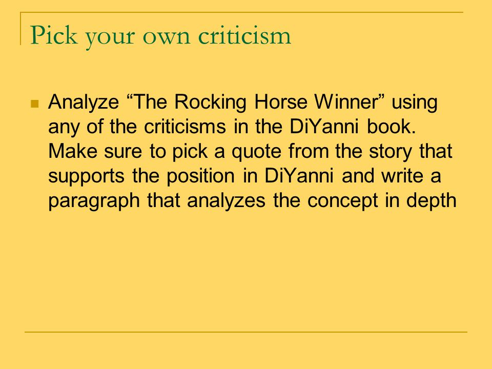 rocking horse winner analysis essay rocking horse winner analysis essay