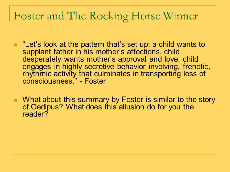 Essay question for the rocking horse winner