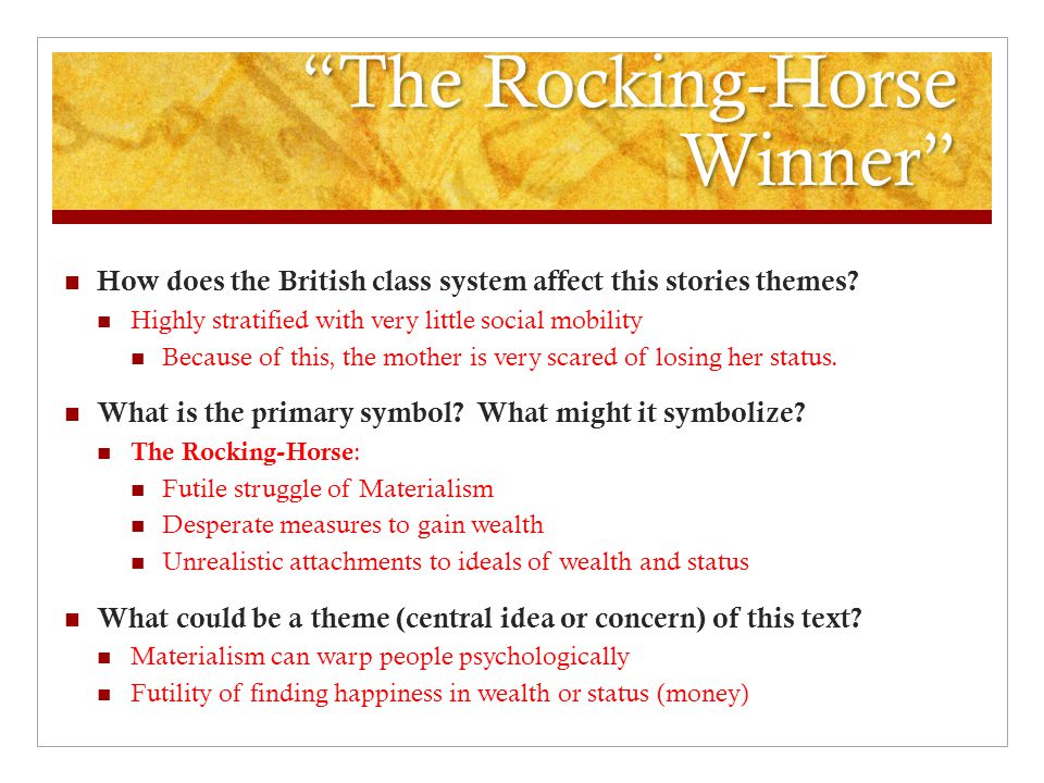 Literary analysis of the rocking horse winner
