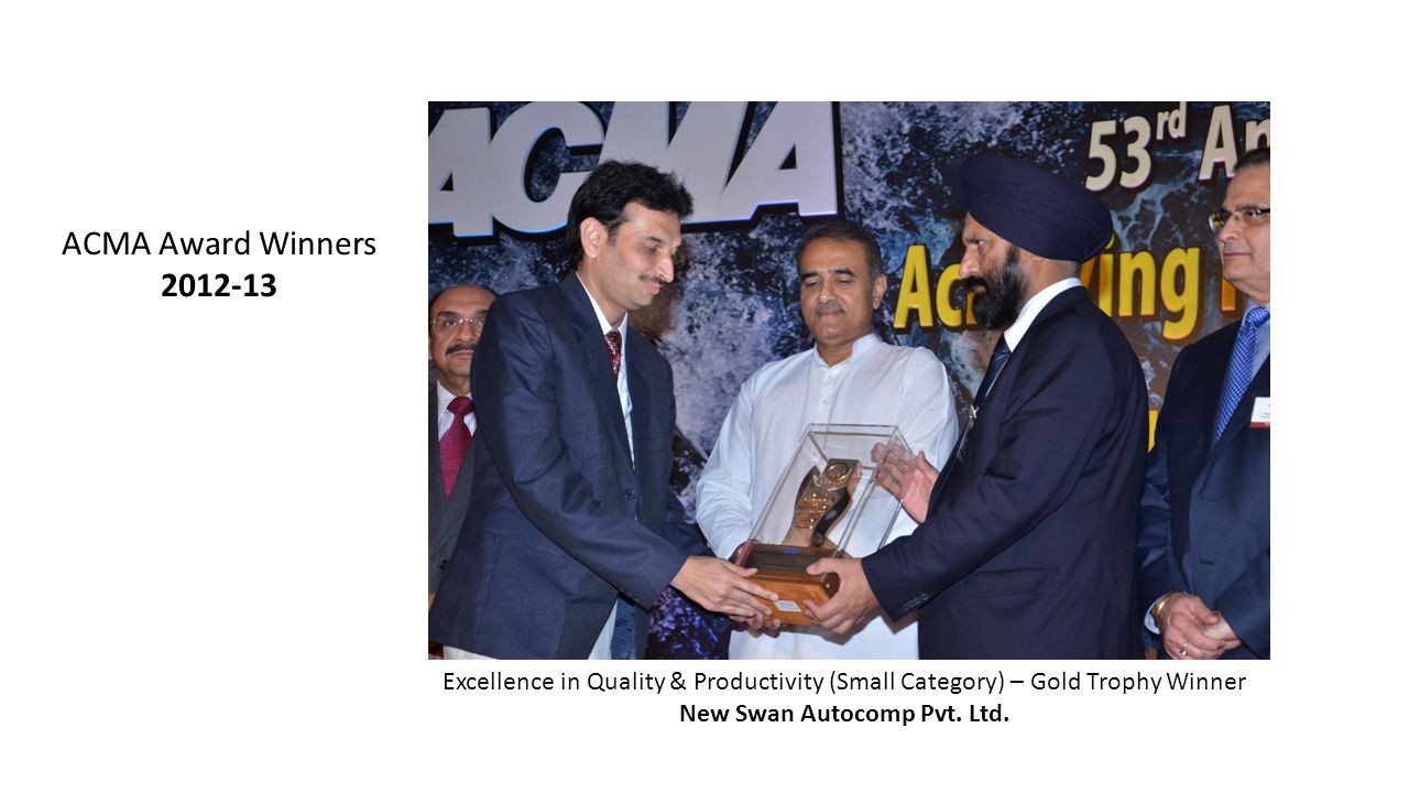 Excellence in Quality & Productivity (Small Category) – Gold Trophy Winner New Swan Autocomp Pvt.