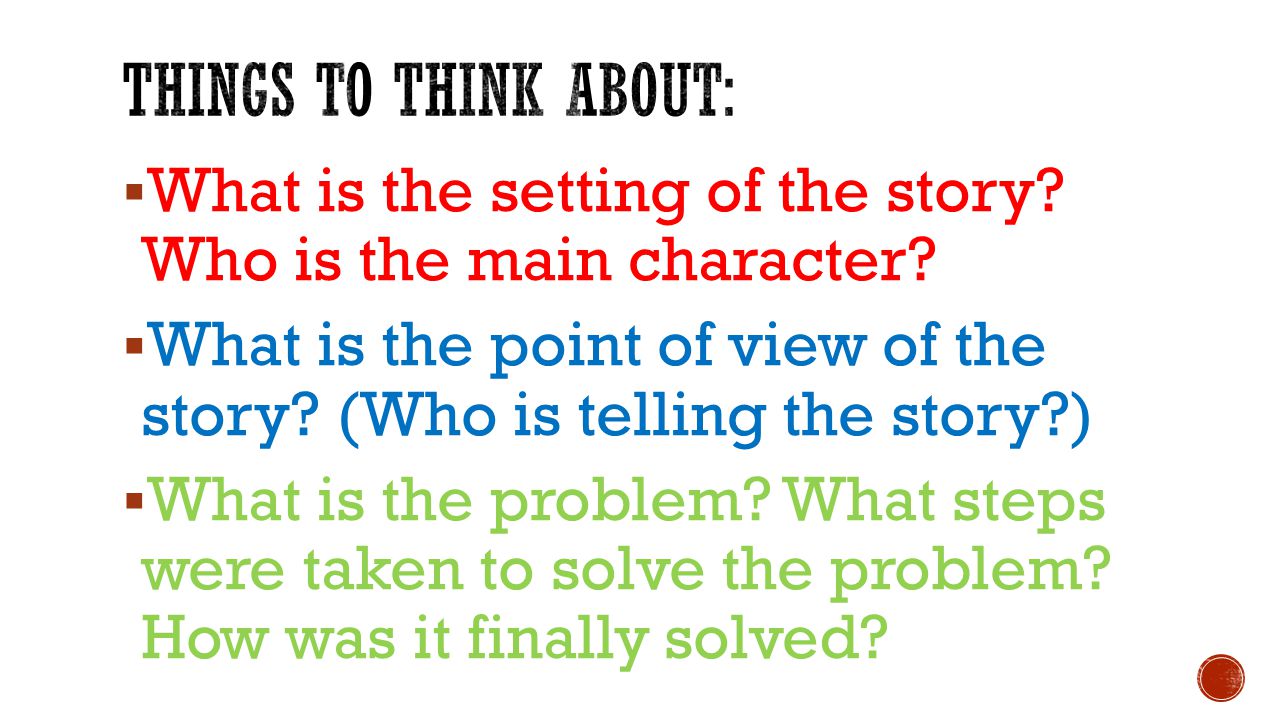  What is the setting of the story. Who is the main character.