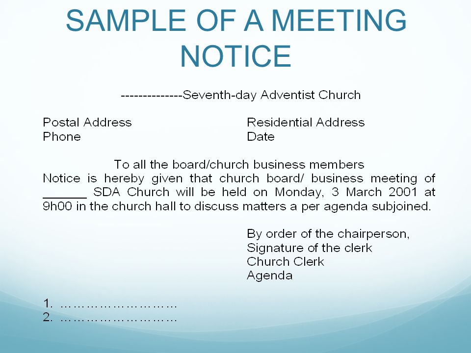 sample church business meeting agenda