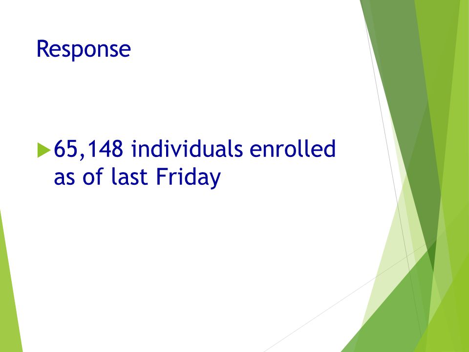 Response  65,148 individuals enrolled as of last Friday