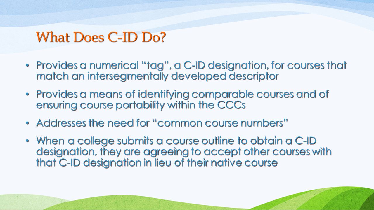 What Does C-ID Do.