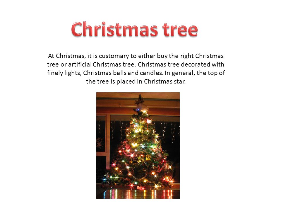 At Christmas, it is customary to either buy the right Christmas tree or artificial Christmas tree.