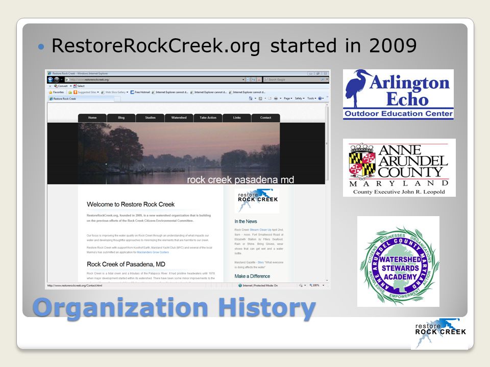 Organization History RestoreRockCreek.org started in 2009