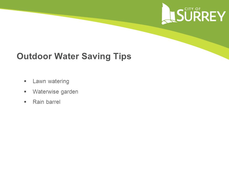 Outdoor Water Saving Tips  Lawn watering  Waterwise garden  Rain barrel