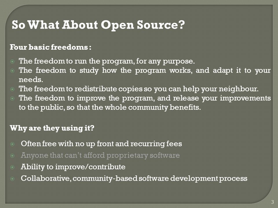 3 So What About Open Source.