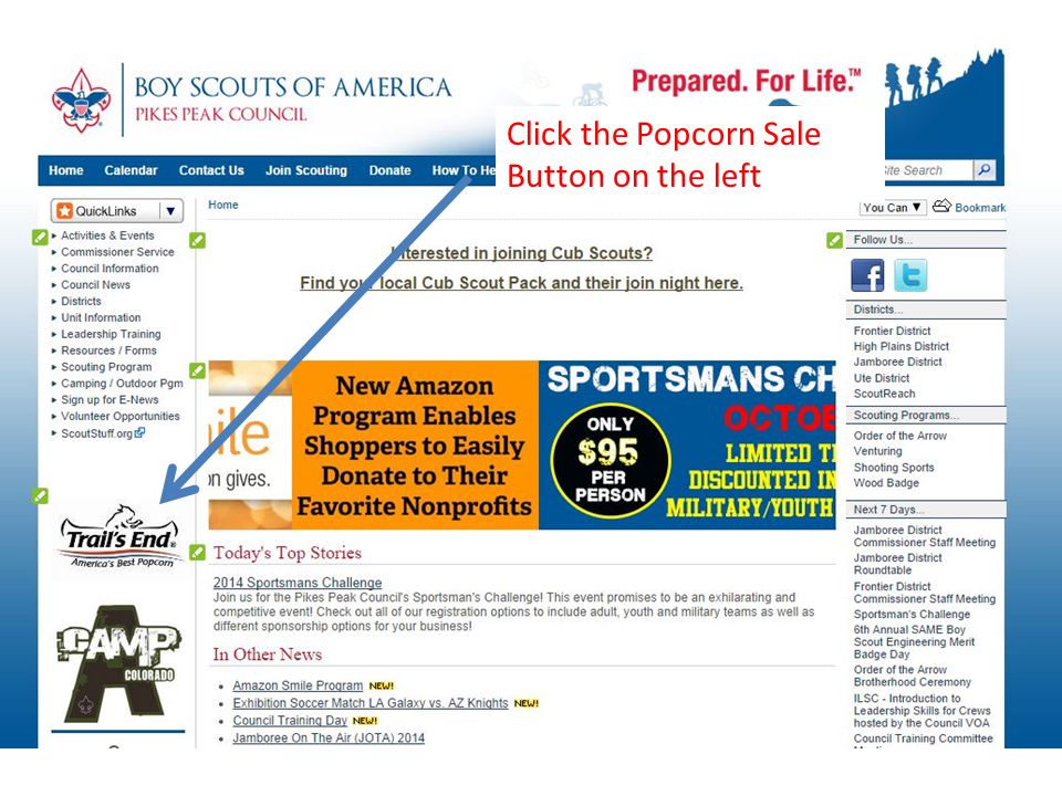 Click the Popcorn Sale Button on the left