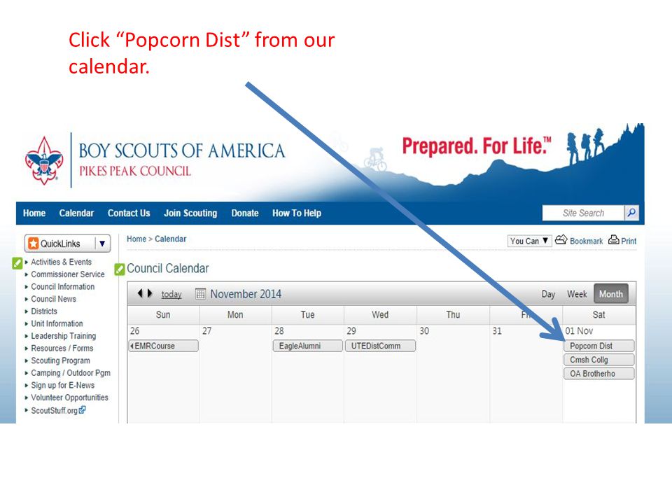Click Popcorn Dist from our calendar.