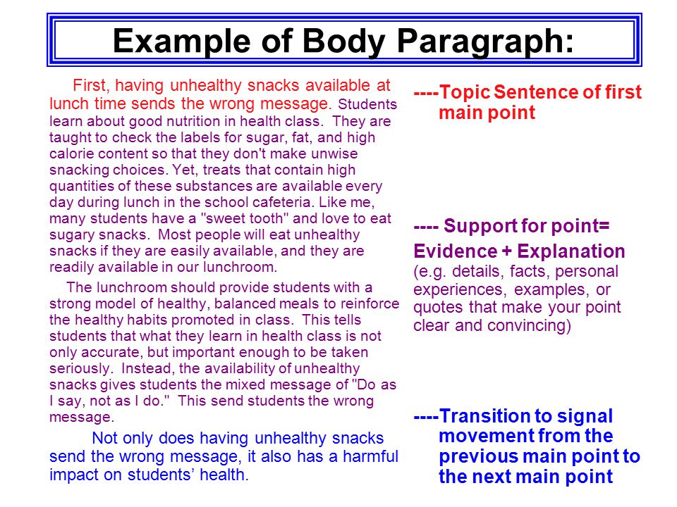 Essay Body Paragraph Structure