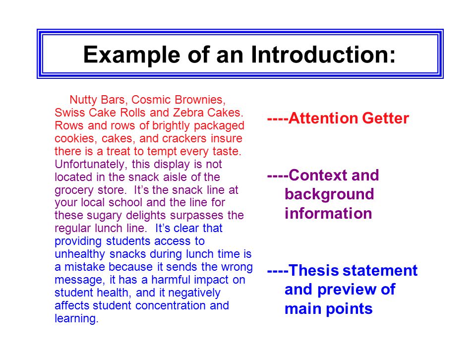 Good introduction to an essay example