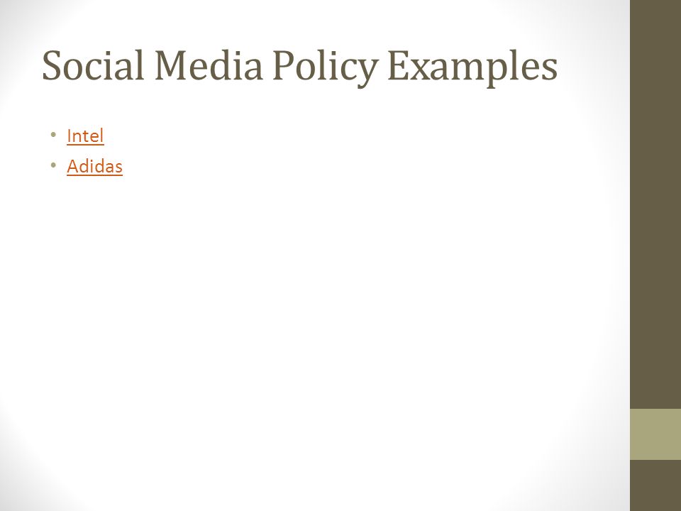 Social Media Policy Examples Intel Adidas
