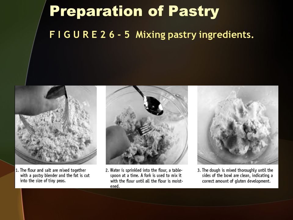 Preparation of Pastry F I G U R E Mixing pastry ingredients.