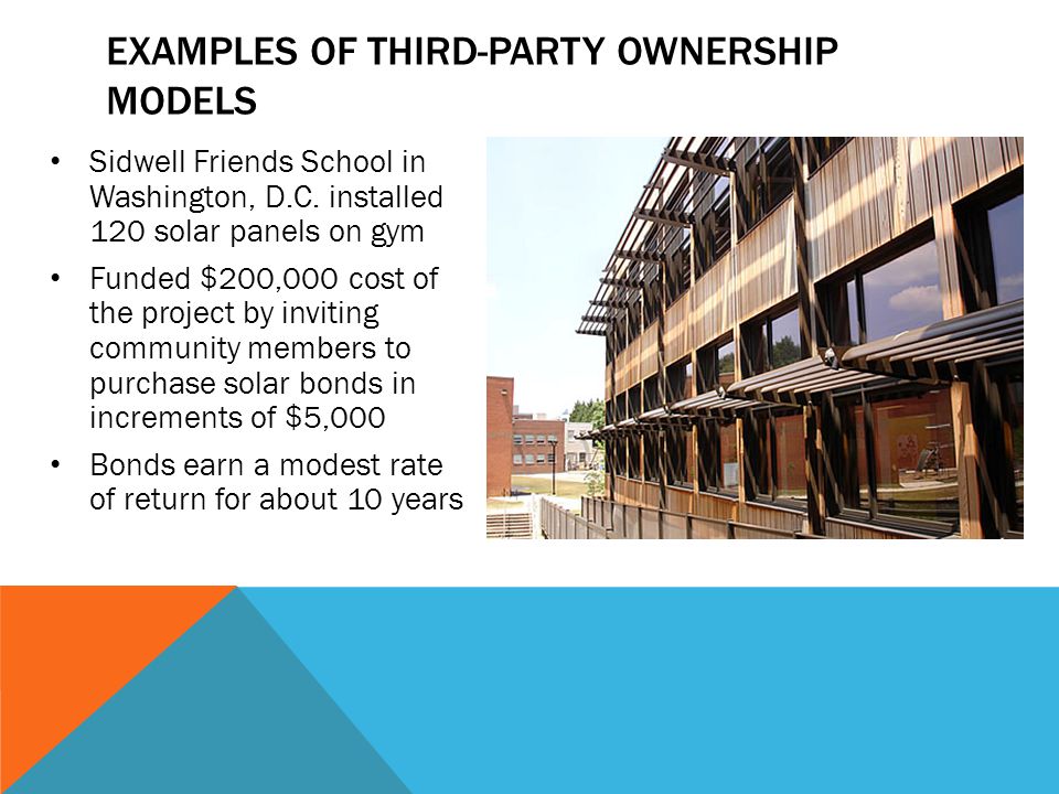 EXAMPLES OF THIRD-PARTY OWNERSHIP MODELS Sidwell Friends School in Washington, D.C.