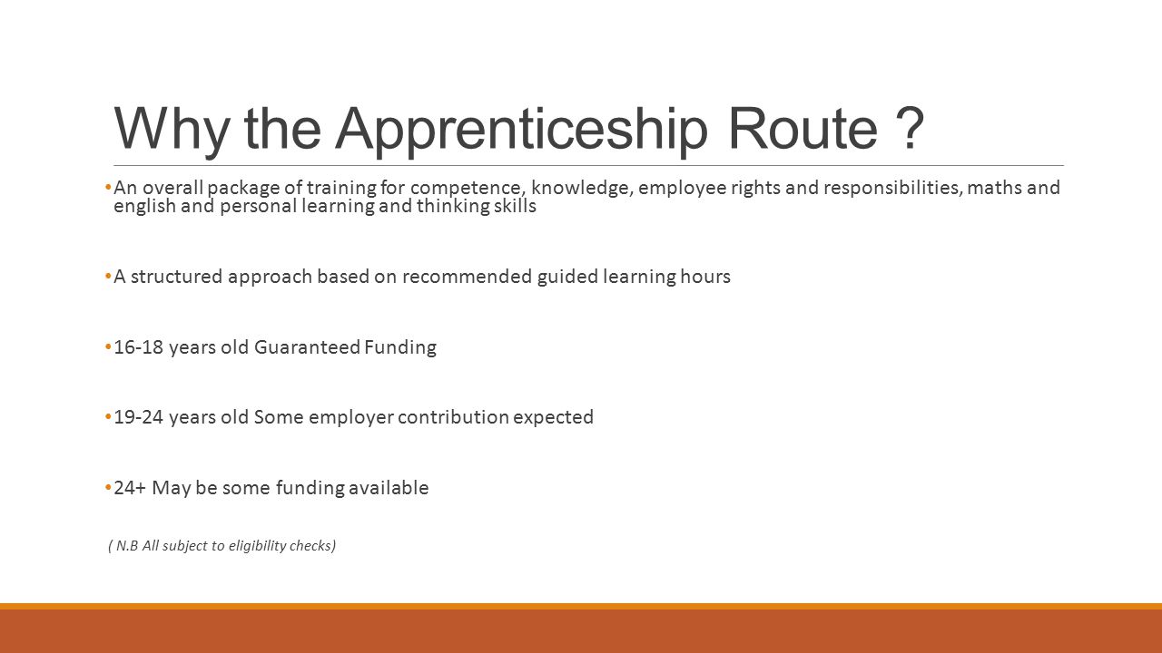 Why the Apprenticeship Route .