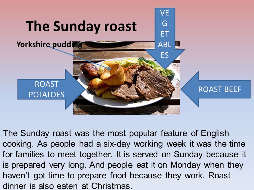 the sunday roast the sunday roast was the most popular featue