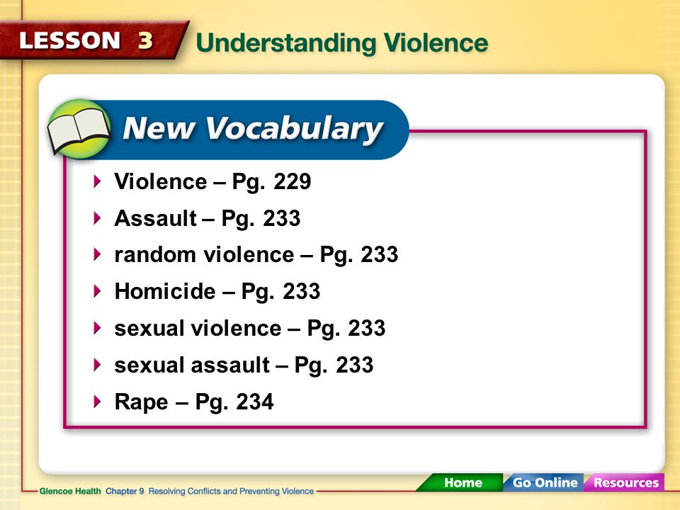 Understanding Violence (2:40) Click here to launch video Click here to download print activity