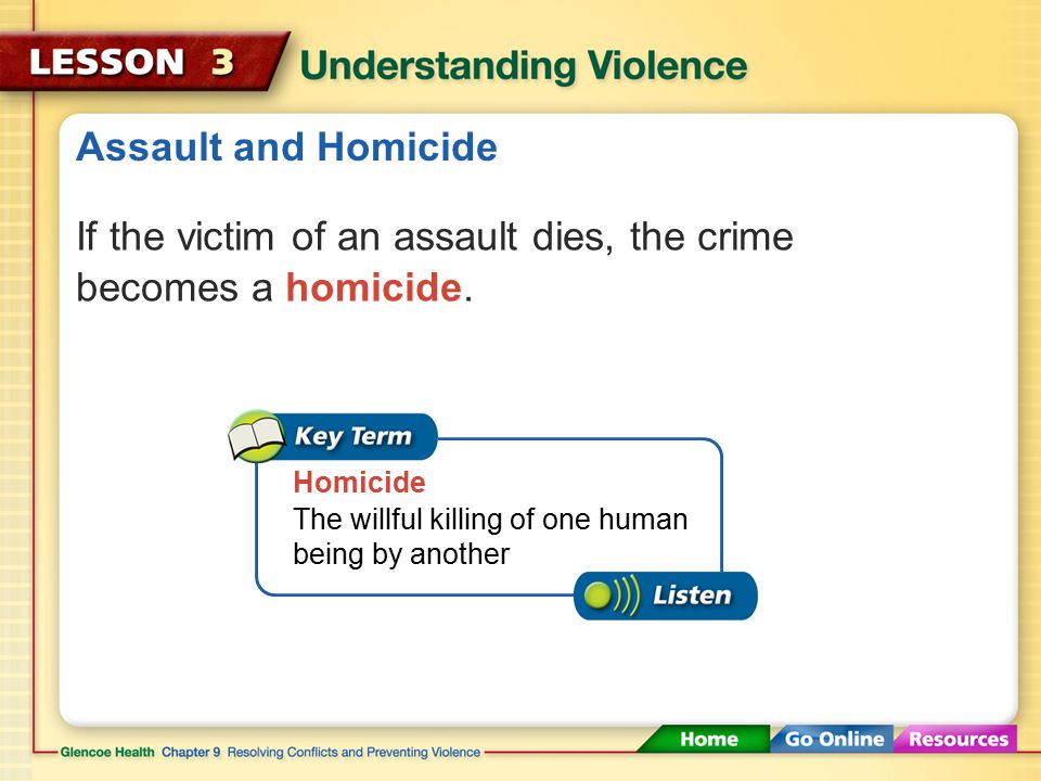 Assault and Homicide Assaults can take the form of random violence.