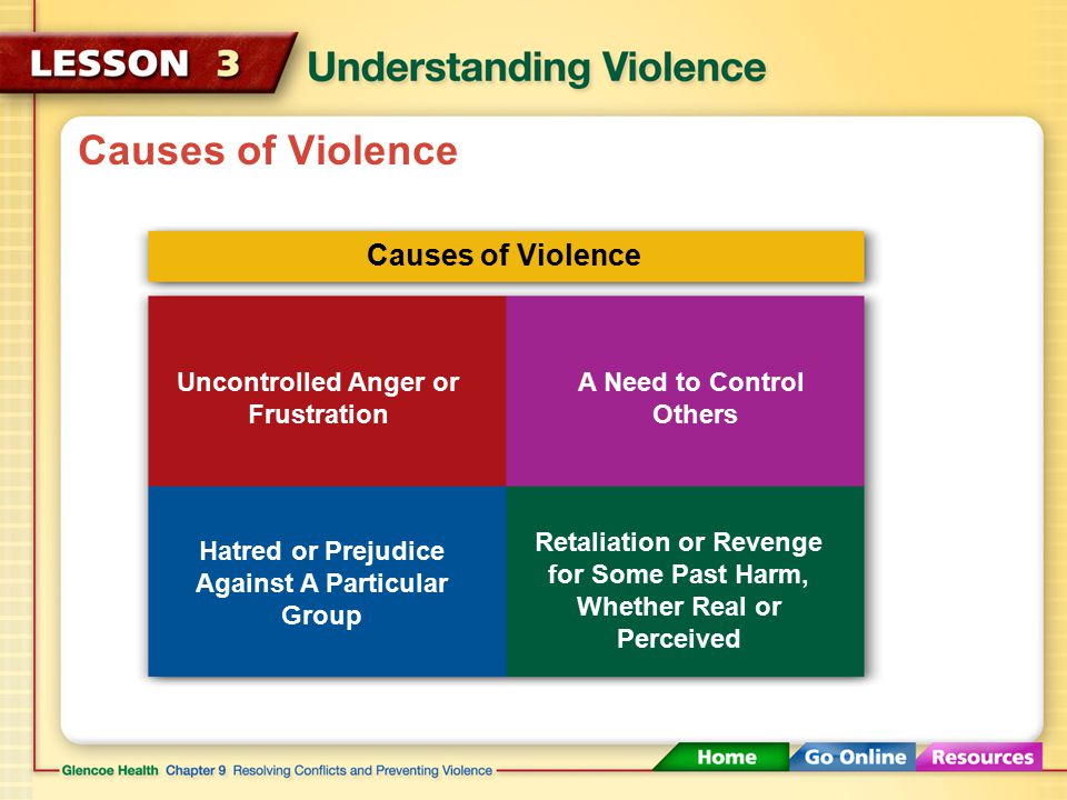 Causes of Violence Some acts of violence result from interpersonal conflicts.