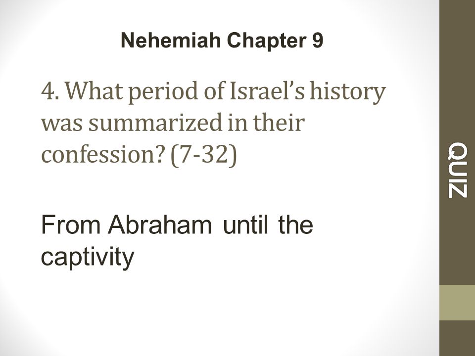 4. What period of Israel’s history was summarized in their confession.