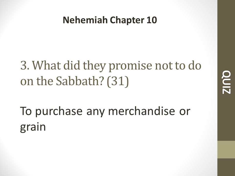 3. What did they promise not to do on the Sabbath.