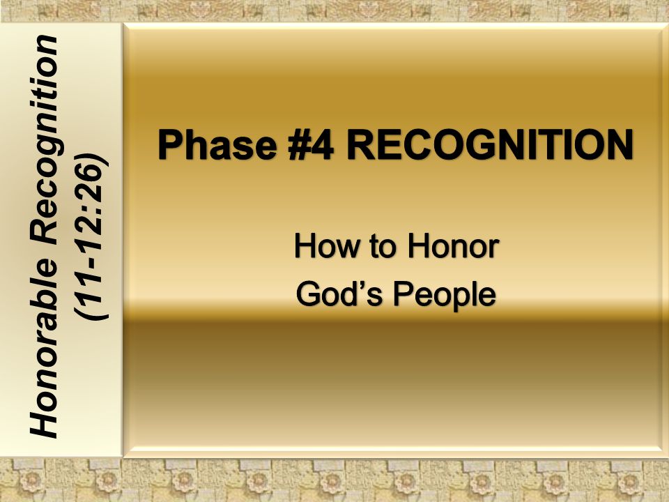Honorable Recognition (11-12:26)