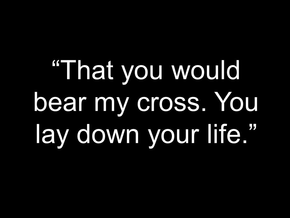 That you would bear my cross. You lay down your life.