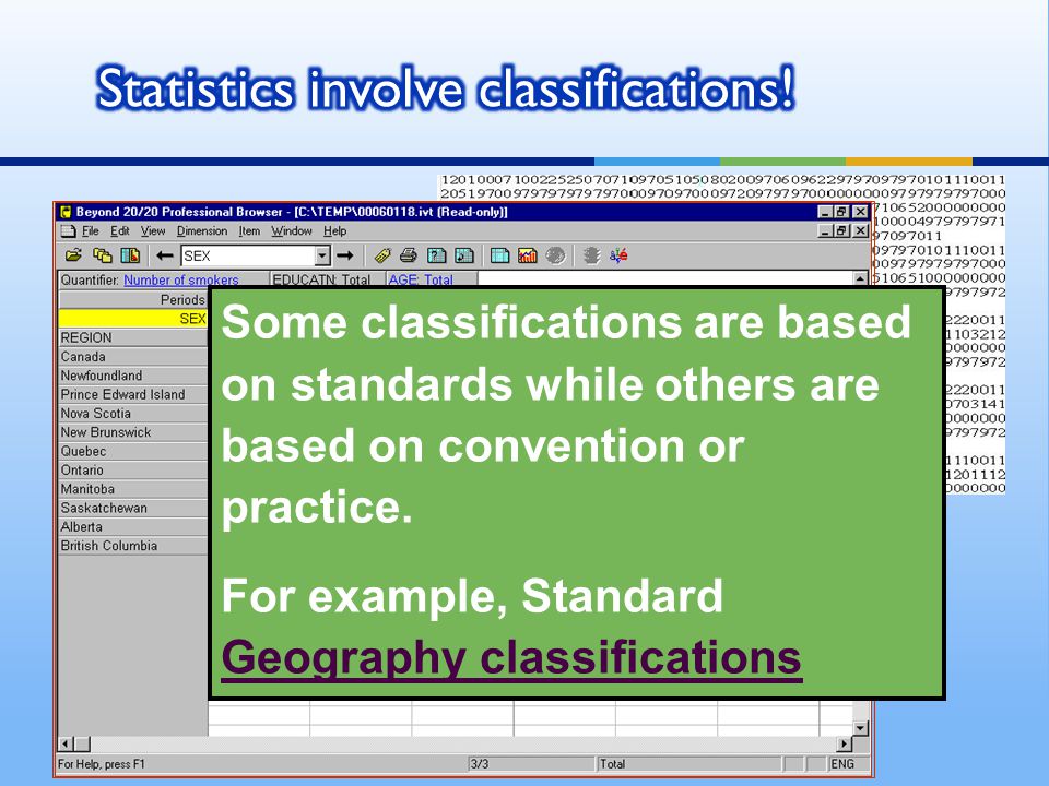 Some classifications are based on standards while others are based on convention or practice.