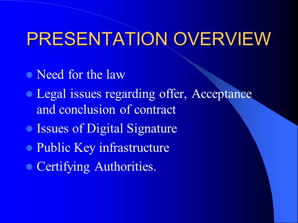 overview of presentation