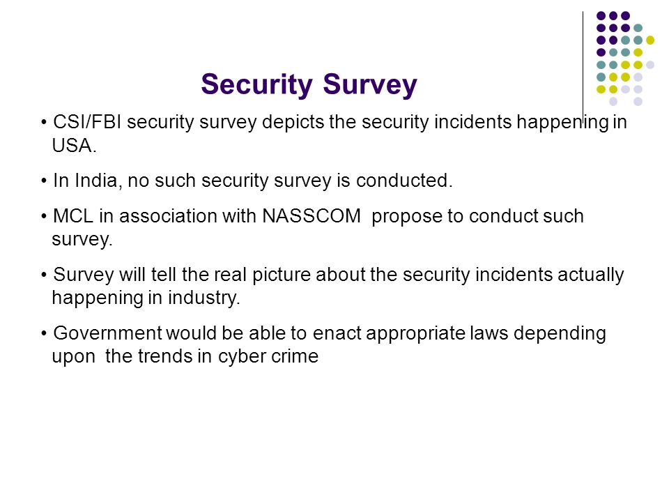 Security Survey CSI/FBI security survey depicts the security incidents happening in USA.