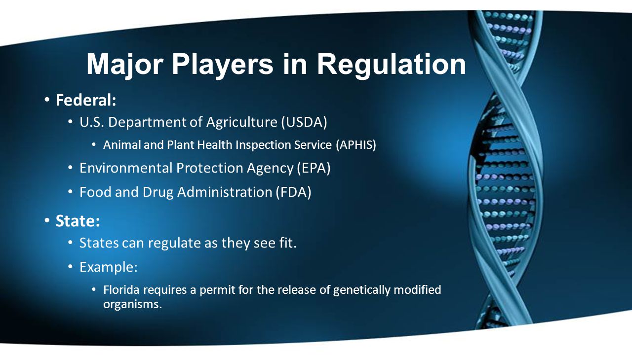 Major Players in Regulation Federal: U.S.